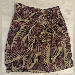Vintage Restivo Sport SILK Leaf Print faux wrap mini Skirt
